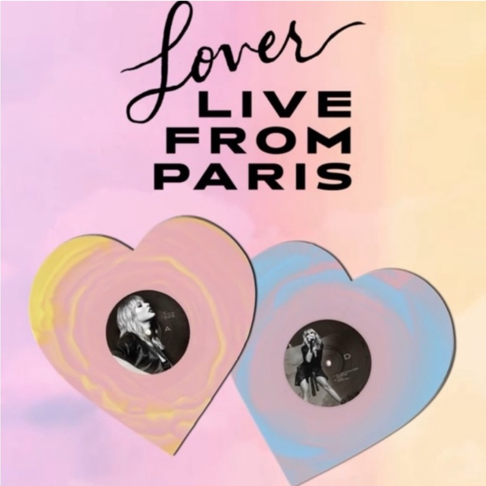 TAYLOR SWIFT Lover (Live From Paris) Heart Shaped Vinyl Record 🩵🩷💛